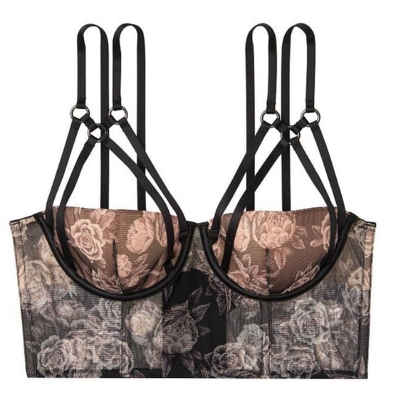 “VICTORIA’S SECRET” Luxe Floral Strappy Mesh Bustier - Picture 4 of 16